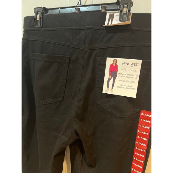 Nine West Women’s Black Denim Leggings Size XL 16-18 Cotton Blend Stretch Pants - Picture 5 of 6